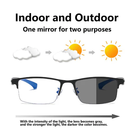 Progressive Reading Glasses – Blue Light Filter, Rimless Titanium & +1.00–+4.00 Diopter