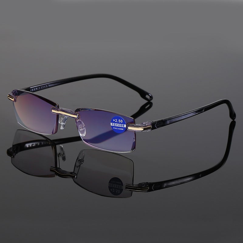 Progressive Reading Glasses – Blue Light Filter, Rimless Titanium & +1.00–+4.00 Diopter