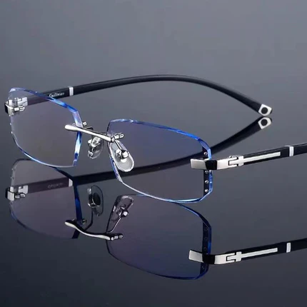 Progressive Reading Glasses – Blue Light Filter, Rimless Titanium & +1.00–+4.00 Diopter