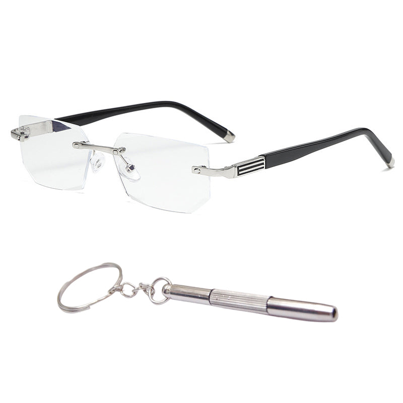 Progressive Reading Glasses – Blue Light Filter, Rimless Titanium & +1.00–+4.00 Diopter