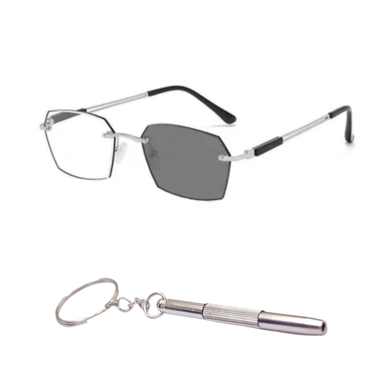 Progressive Reading Glasses – Blue Light Filter, Rimless Titanium & +1.00–+4.00 Diopter