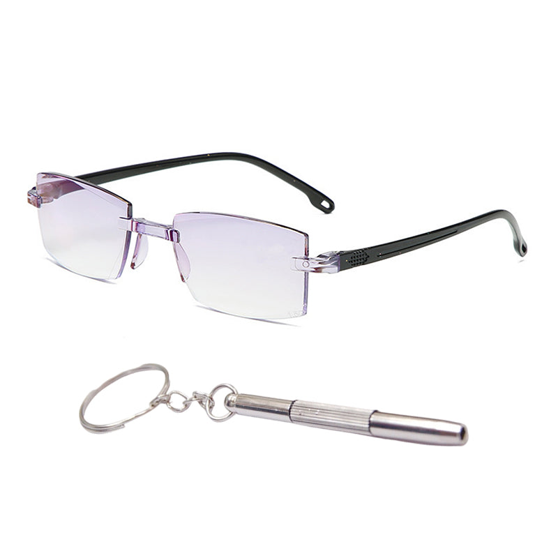 Progressive Reading Glasses – Blue Light Filter, Rimless Titanium & +1.00–+4.00 Diopter