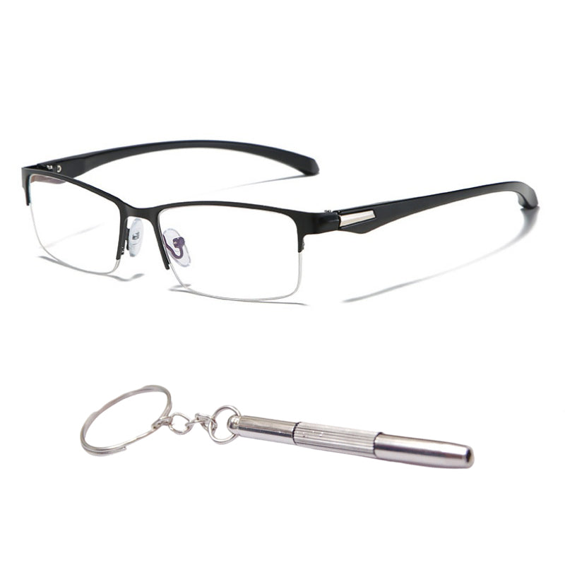 Progressive Reading Glasses – Blue Light Filter, Rimless Titanium & +1.00–+4.00 Diopter