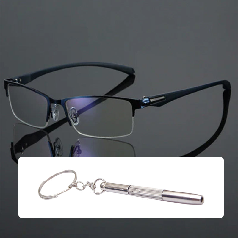 Progressive Reading Glasses – Blue Light Filter, Rimless Titanium & +1.00–+4.00 Diopter