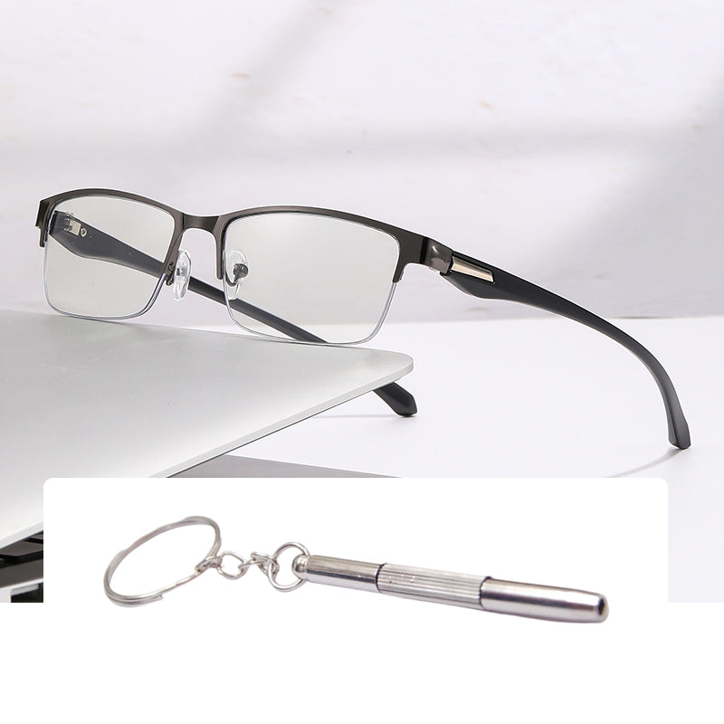 Progressive Reading Glasses – Blue Light Filter, Rimless Titanium & +1.00–+4.00 Diopter