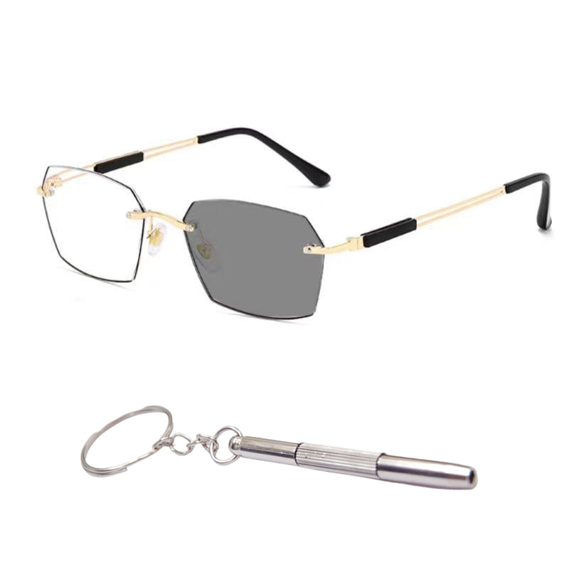 Progressive Reading Glasses – Blue Light Filter, Rimless Titanium & +1.00–+4.00 Diopter