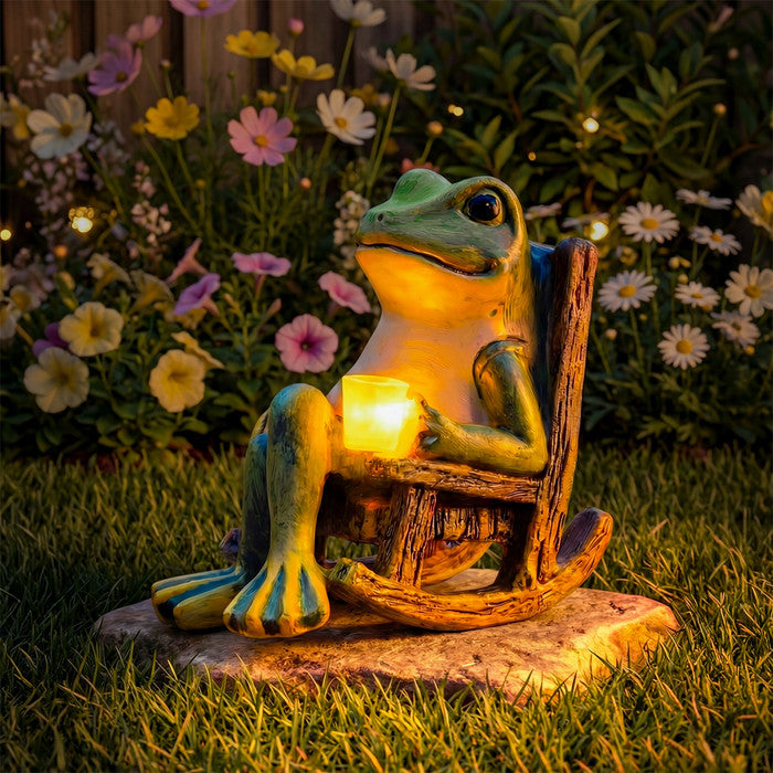 Solar Garden Frog Light – Rocking Chair Design, Weatherproof & Auto Dusk-to-Dawn