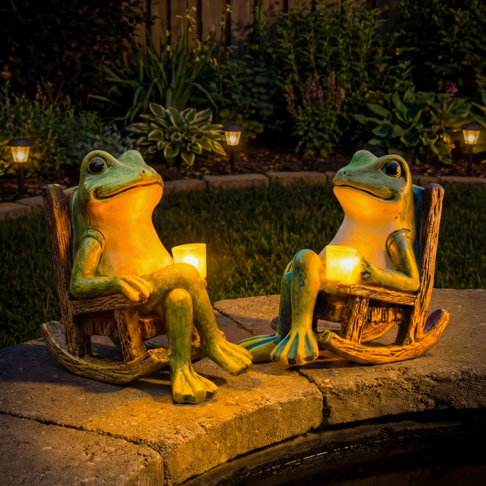 Solar Garden Frog Light – Rocking Chair Design, Weatherproof & Auto Dusk-to-Dawn