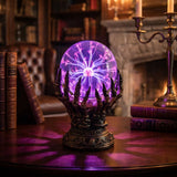 Skeletal Hand Halloween Plasma Lamp with Touch-Activated Globe