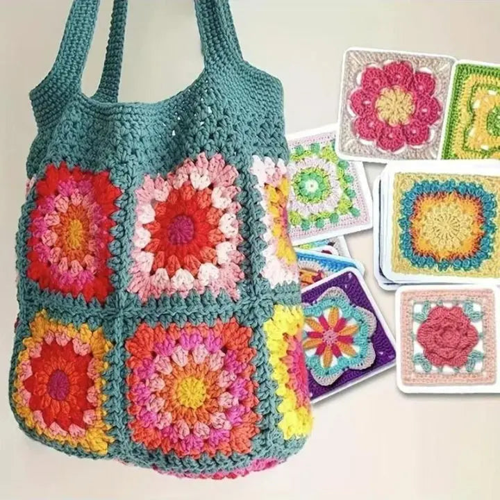Granny Square Pattern Cards - Creative Crochet Design Templates for Beginners & Experts