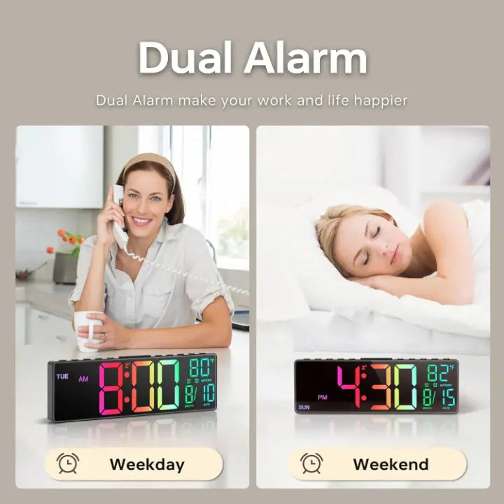 Enhanced Product Title: "Große RGB Digitale Wanduhr mit Farbwechsel – Modernes Design für Wohnzimmer, Büro & Schlafzimmer" 

This title includes relevant keywords and phrases that can help improve visibility and attract potential buyers.