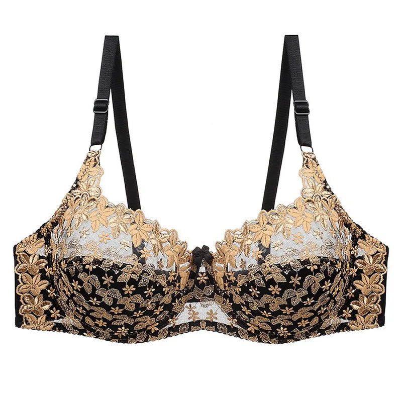 Embroidered Lace Plus-Size Push-Up Bra for Enhanced Support & Style