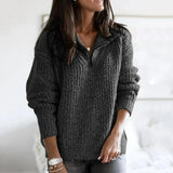 Autumnal structured women's half-zip sweater with long sleeves - Noelle - 5