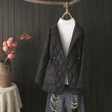 Plus Size Padded Jacket with Autumn Leaves Pattern – Stylish & Cozy Outerwear