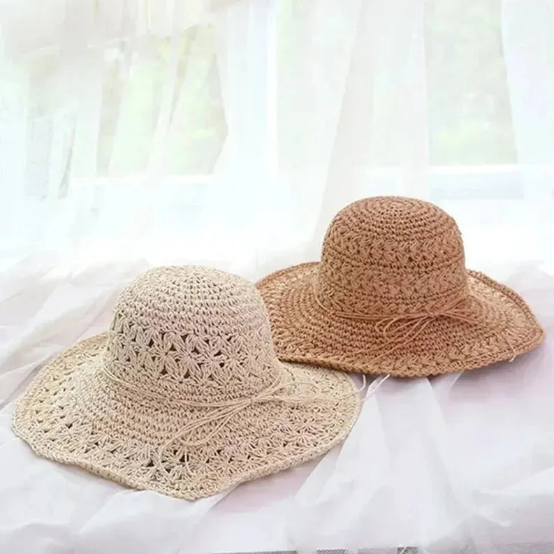 Women's Straw Sun Hat – Wide Brim, 56-58cm Size & Retro Beach Style