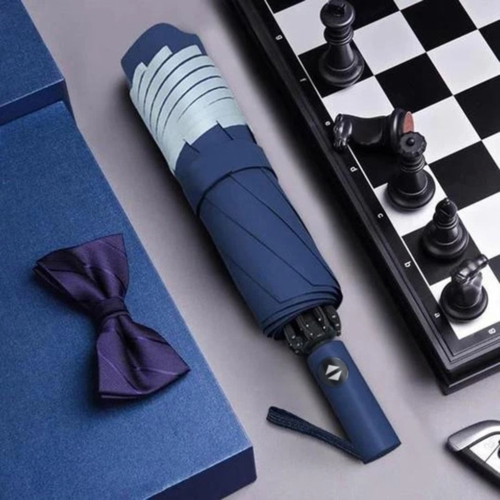 Inverted Reverse Umbrella – 360° Reflective Stripes, UPF 50+ & Automatic Open/Close