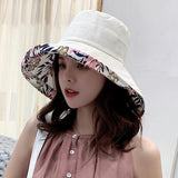 Women's Wide-Brim Sun Hat – Reversible, Cotton Linen & UV Protection