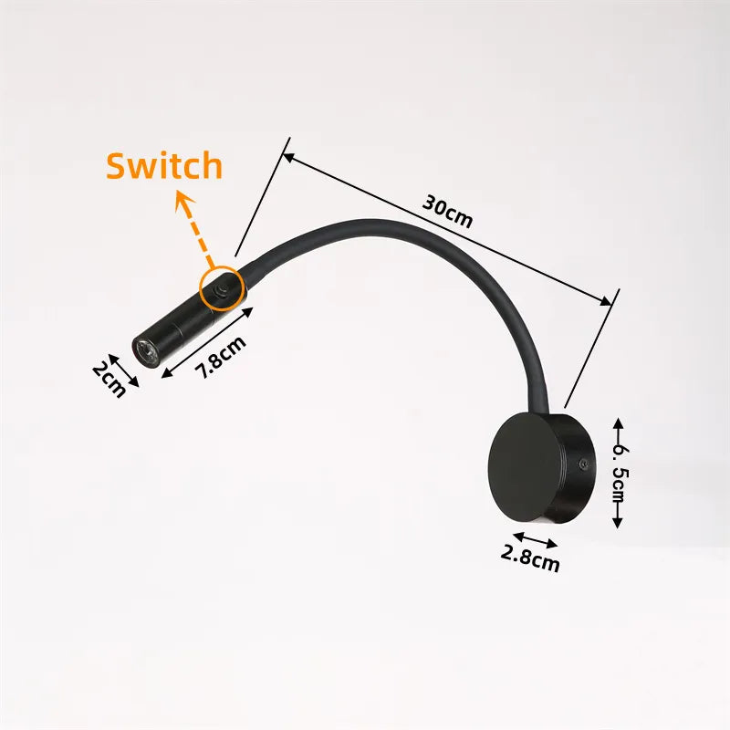 Flexible LED Wall Light – Touch Switch, 3 Color Temperatures & Swivel Arm
