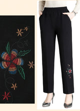 Autumn Magic Plus-Size High-Waisted Embroidered Pants for Women - Stylish & Comfortable