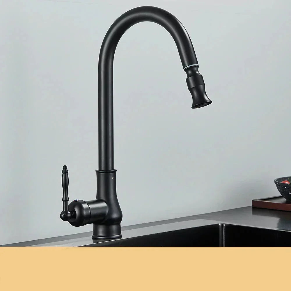 BowLift | VintageTap Antique Brass Kitchen Tap – Retro Style Mixer Faucet with Swivel Spout