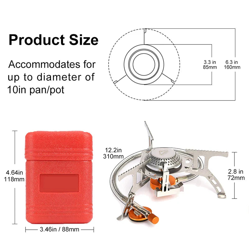 Folding Camping Gas Stove – Stainless Steel, Windproof & Backpacking Burner