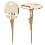 Folding Wine Table – Wood, Bottle Holder & 2 Glass Slots for Picnics