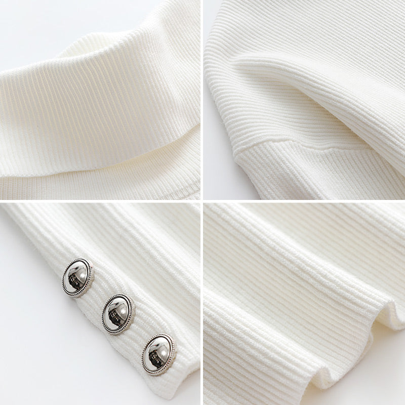 Buttoned women's turtleneck with stylish detail – Elara - 6