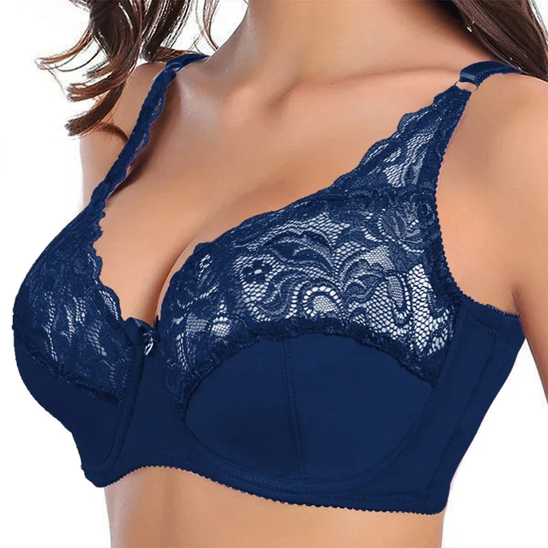 Plus-Size Lace Push-Up Bra - Comfortable Support & Elegant Design for Curvy Figures