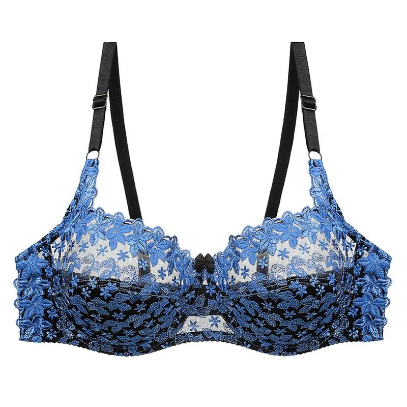 Embroidered Lace Plus-Size Push-Up Bra for Enhanced Support & Style