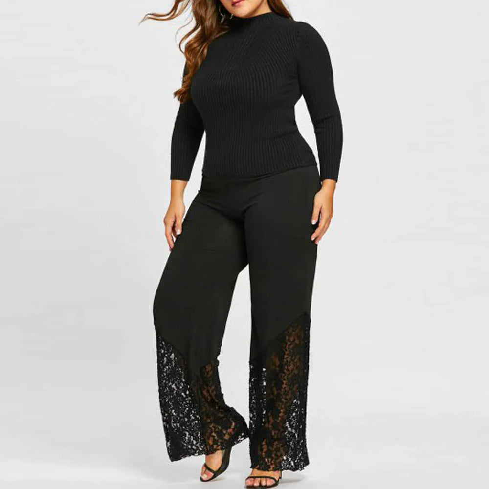 Plus-Size Lace Lounge Pants for Women - Comfortable & Stylish Relaxation Wear