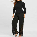 Plus-Size Lace Lounge Pants for Women - Comfortable & Stylish Relaxation Wear