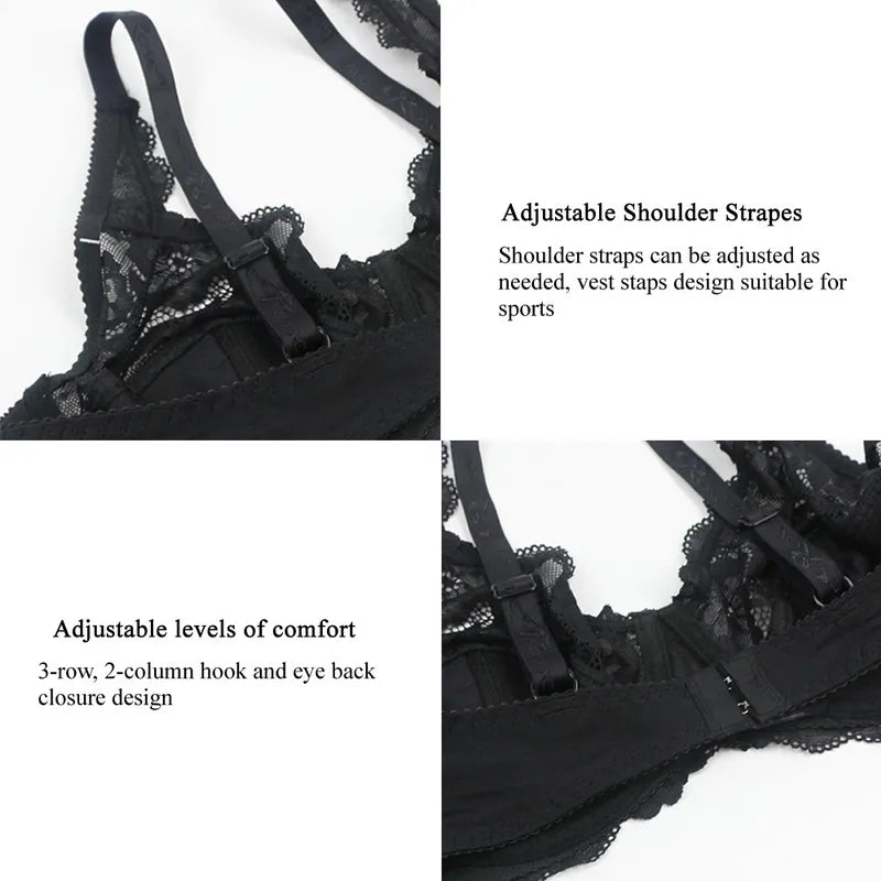 Plus-Size Lace Push-Up Bra - Comfortable Support & Elegant Design for Curvy Figures
