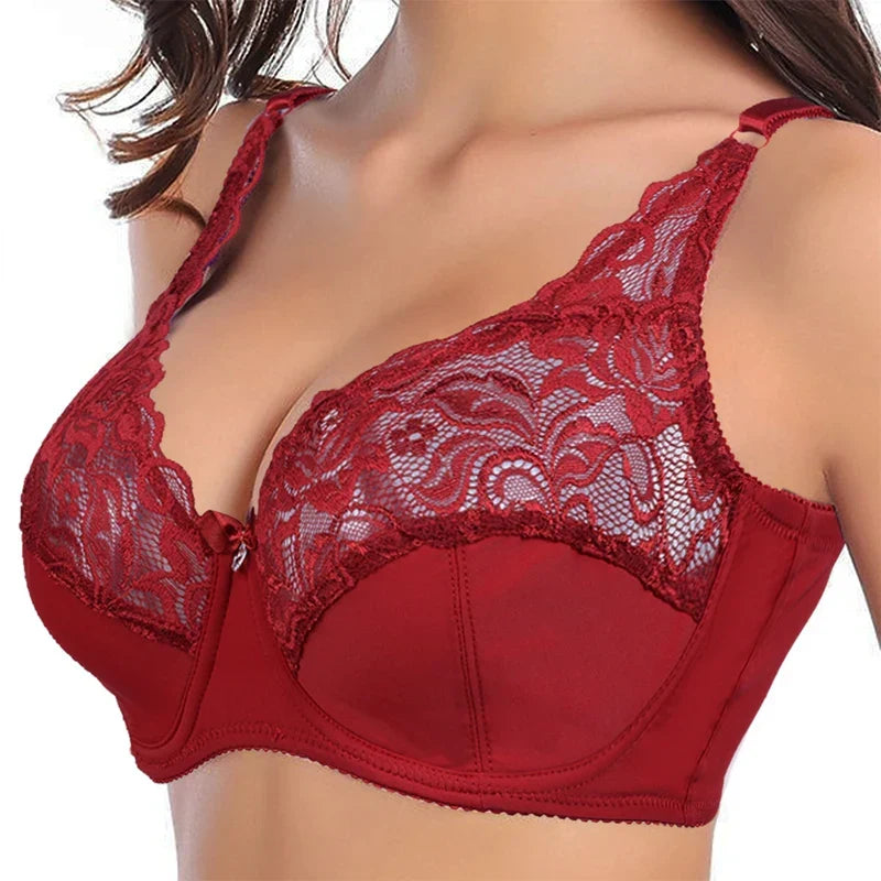 Plus-Size Lace Push-Up Bra - Comfortable Support & Elegant Design for Curvy Figures