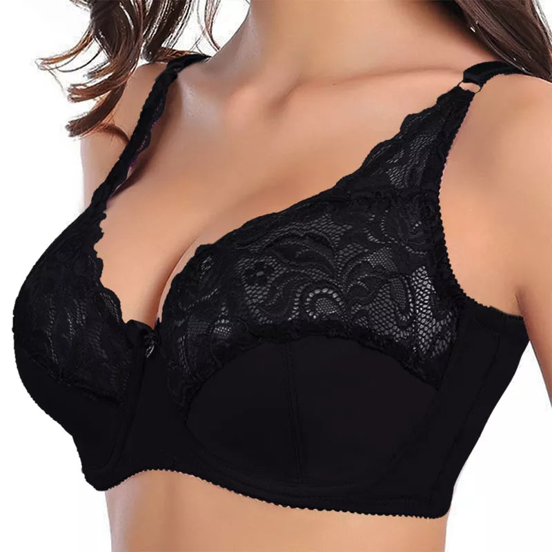 Plus-Size Lace Push-Up Bra - Comfortable Support & Elegant Design for Curvy Figures