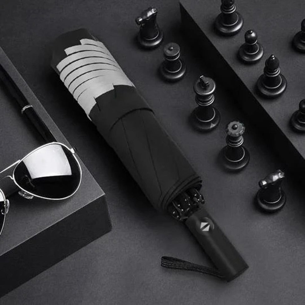 Inverted Reverse Umbrella – 360° Reflective Stripes, UPF 50+ & Automatic Open/Close