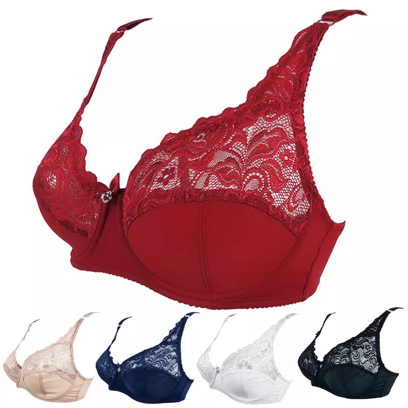 Plus-Size Lace Push-Up Bra - Comfortable Support & Elegant Design for Curvy Figures