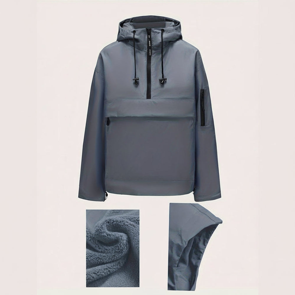 Hooded Jacket Casual Pullover Zipper Pocket