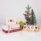 Table Decor Wooden Valentine Book Stack Heart Shelf Signs