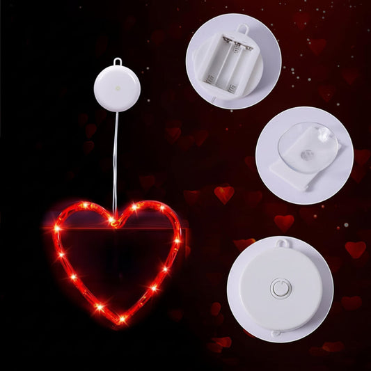 Heart LED Window Lights – Suction Cup Mount, Battery Powered & Romantic Decor