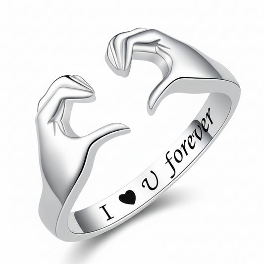 Hug Ring – Adjustable, White Gold Plated & Zinc Alloy