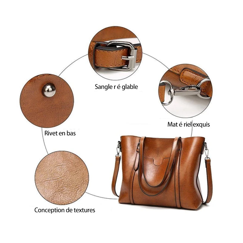 Women's Leather Handbag – Large Capacity, Adjustable Strap & 30×12×26cm PU Leather