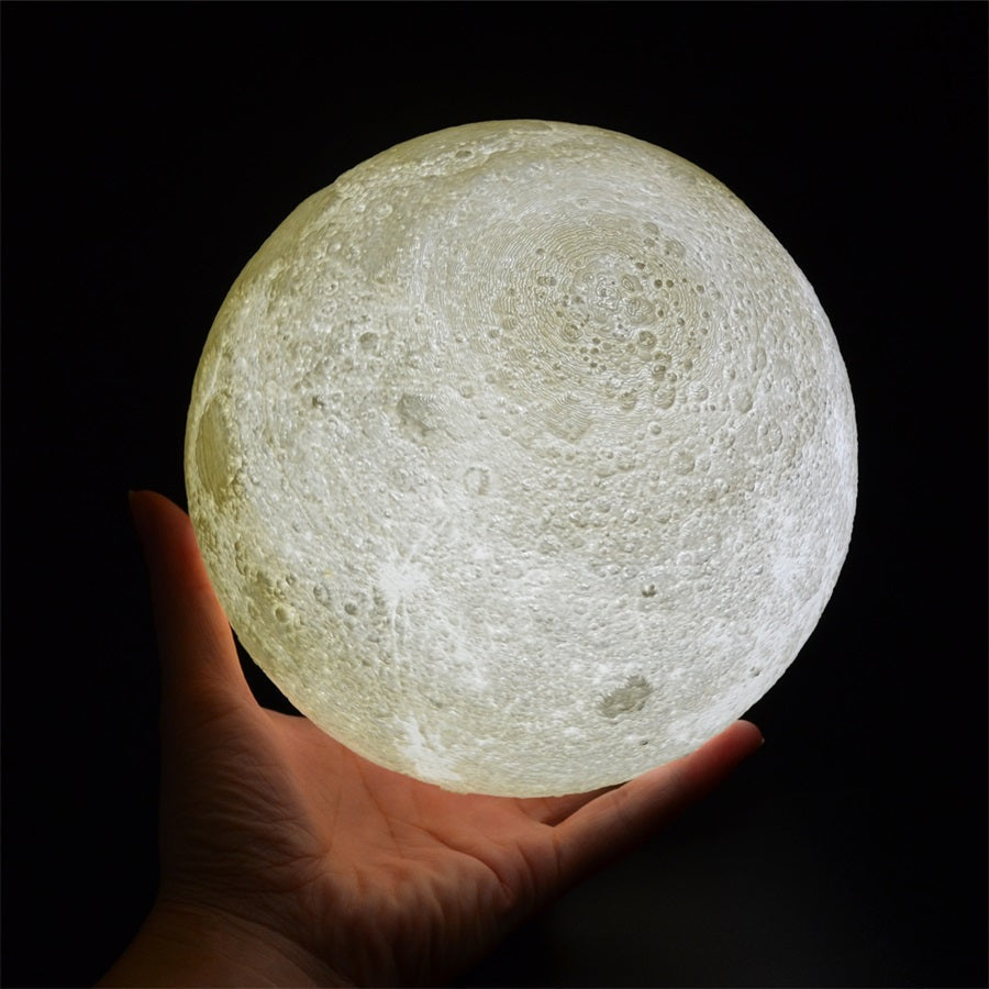 Dimmable Moon Lamp with Wooden Stand – 16 Color Options for Ambient Lighting