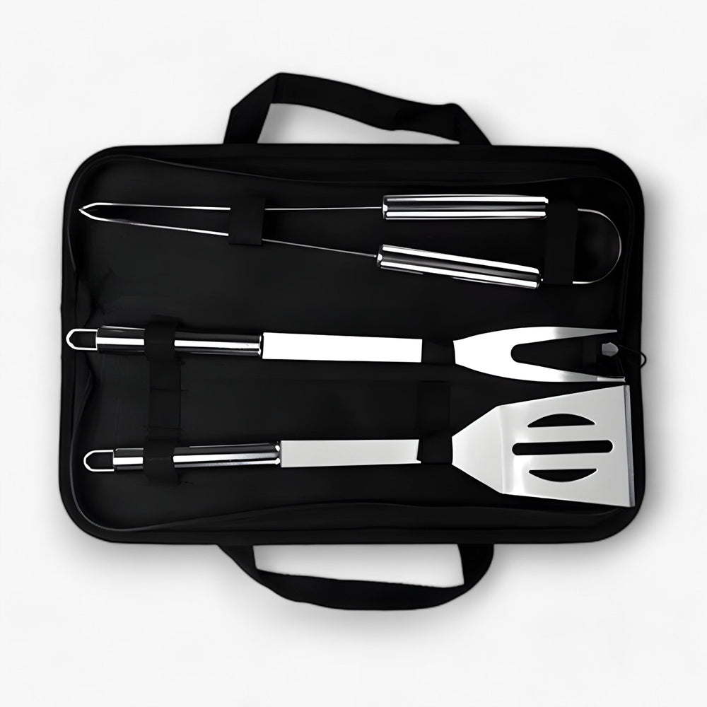 Optimized Product Title: **Edelstahl Grillbesteck Set mit Tragetasche – 3-teilig & 5-teilig – Hochwertiges BBQ Zubehör für Grillliebhaber** 

This title includes relevant keywords for better visibility while highlighting the product's features and appeal.