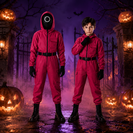 Trick-Or-Treat Costume Jumpsuit – Kids Halloween Outfit, Hooded Design & Mask Set