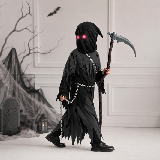 Grim Reaper Costume – Hooded Robe Design, Halloween Theme & Kids Unisex Fit