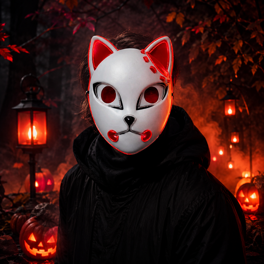 Cat Costume Mask – LED Light-Up, Halloween & Unisex Design