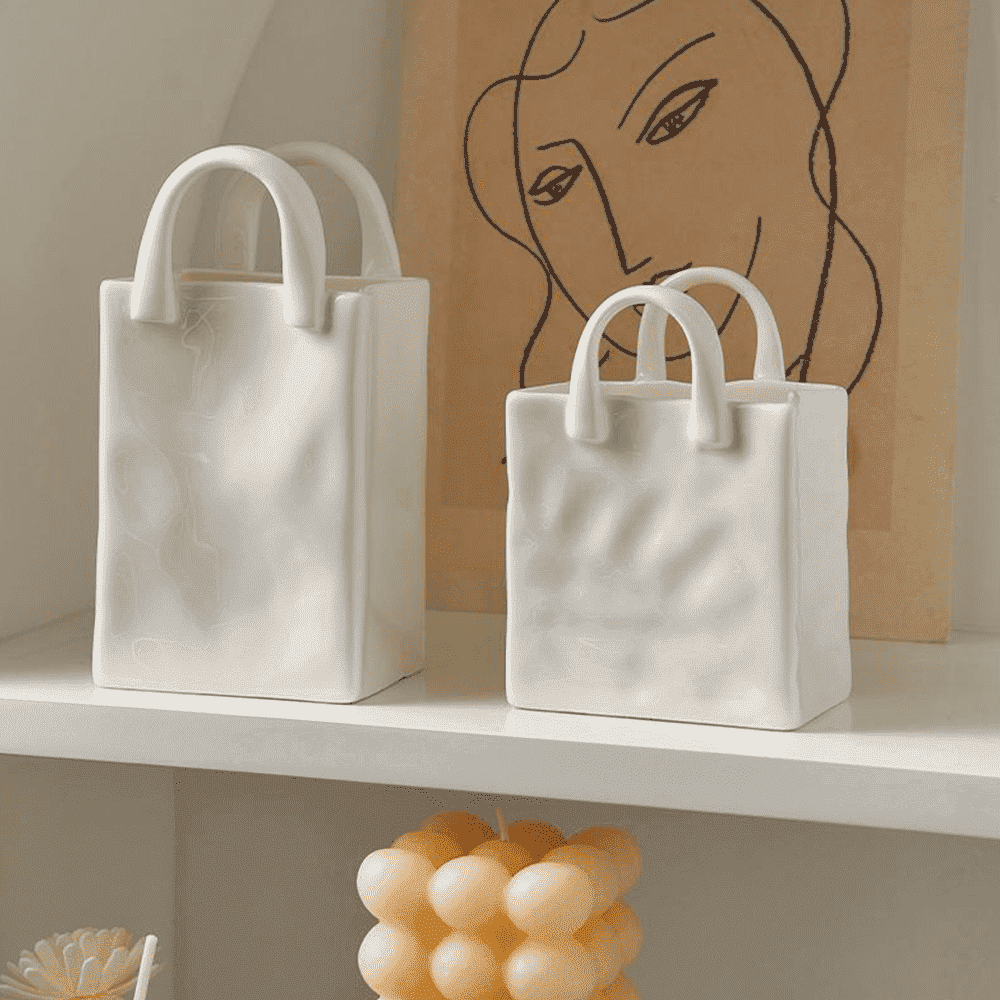 Porcelain Handbag Bud Vase – Creative Decor, 2 Sizes & 8–15cm