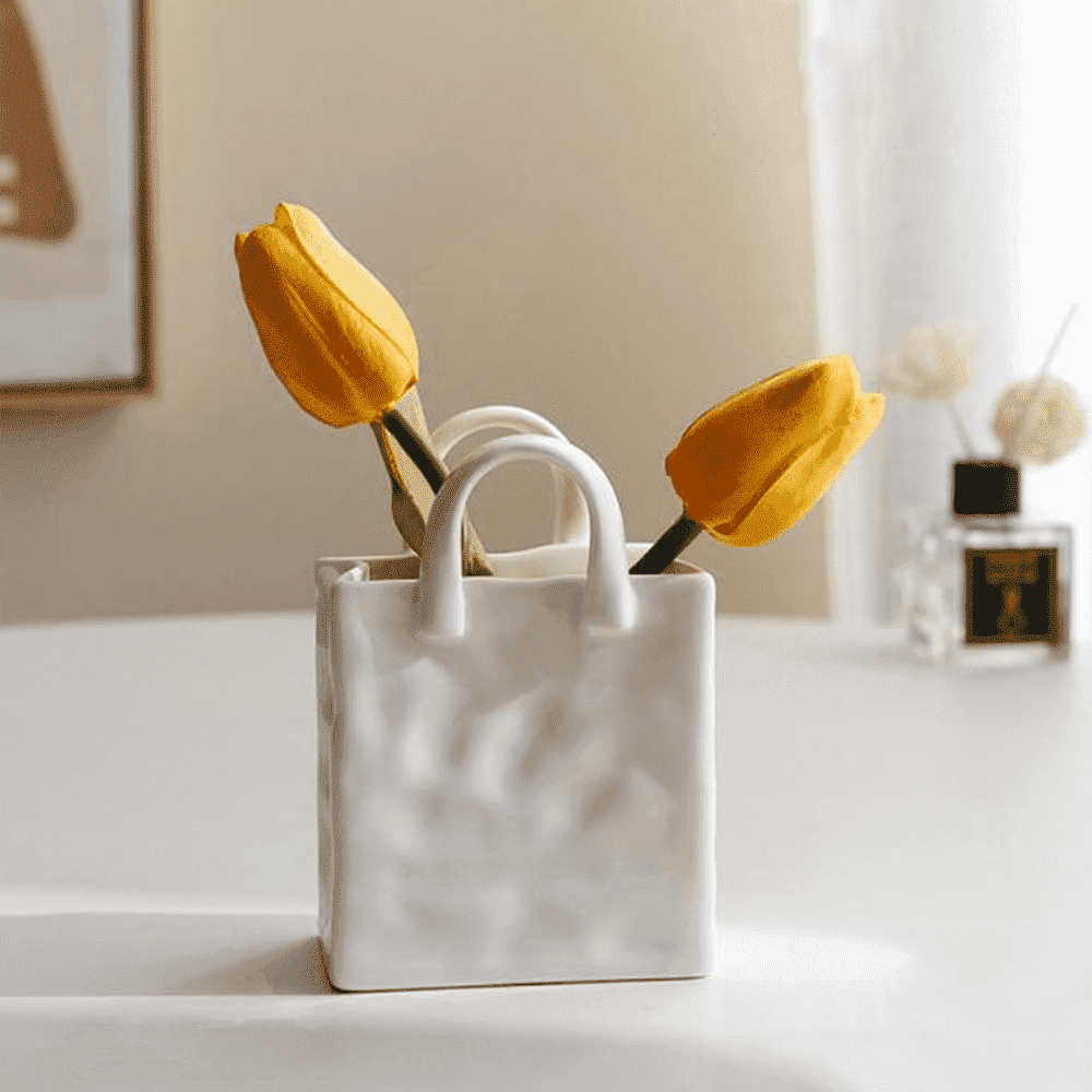 Porcelain Handbag Bud Vase – Creative Decor, 2 Sizes & 8–15cm