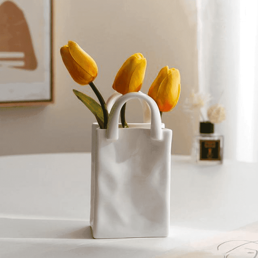 Porcelain Handbag Bud Vase – Creative Decor, 2 Sizes & 8–15cm