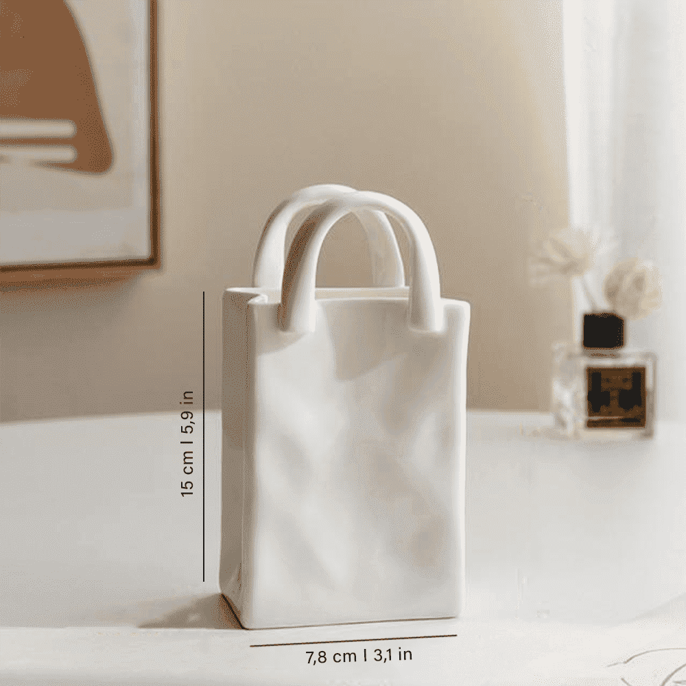 Porcelain Handbag Bud Vase – Creative Decor, 2 Sizes & 8–15cm